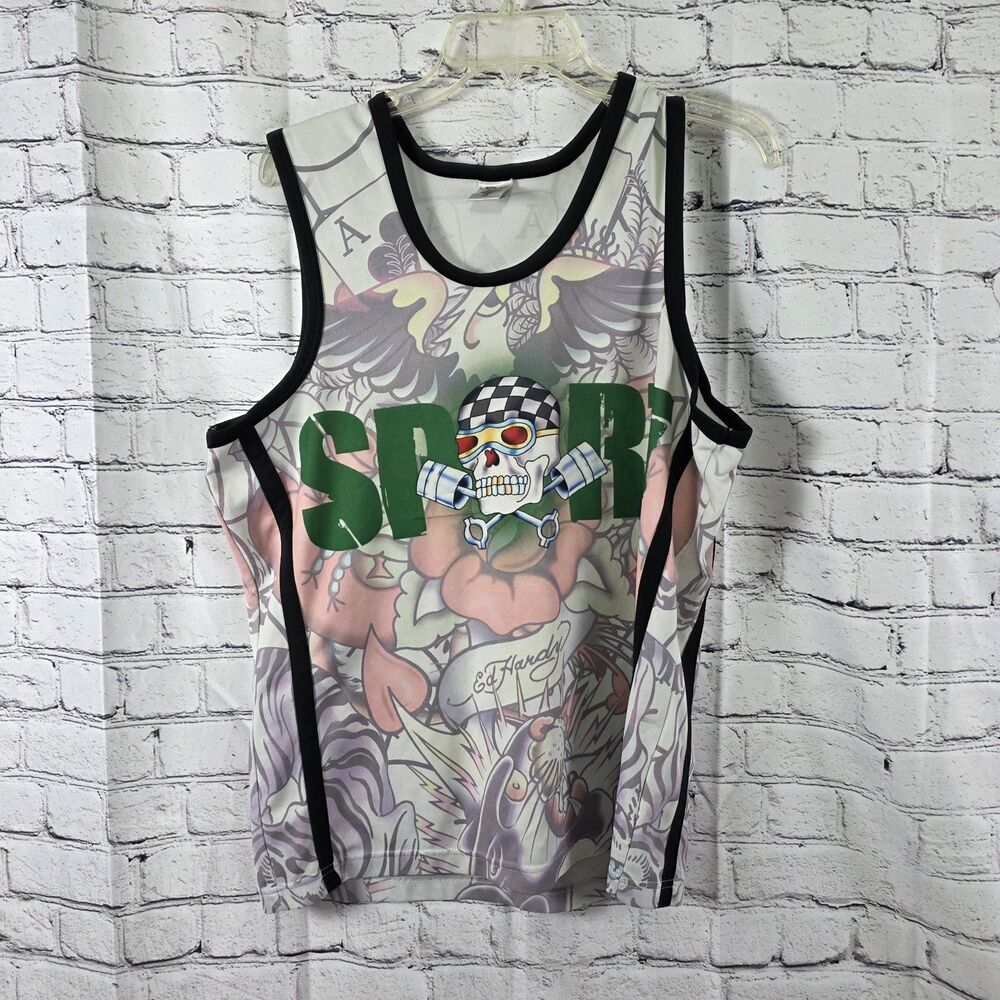 Vtg Y2K Ed Hardy Men’s Medium Sport Tank Top